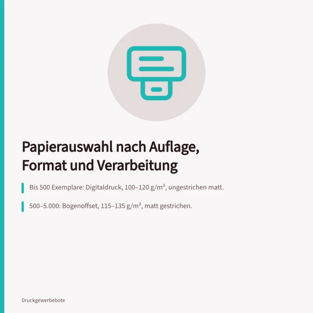 Papierauswahl Checkliste für Auflage, Format und Weiterverarbeitung. Checkliste zur Papierauswahl nach Auflage, Format und Weiterverarbeitung
