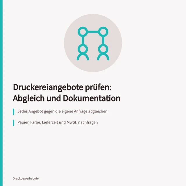 Angebotsprüfung in der Druckbranche: Abgleich, Rückfrage und Dokumentation. Druckereiangebote prüfen: Abgleich, Rückfrage, Dokumentation