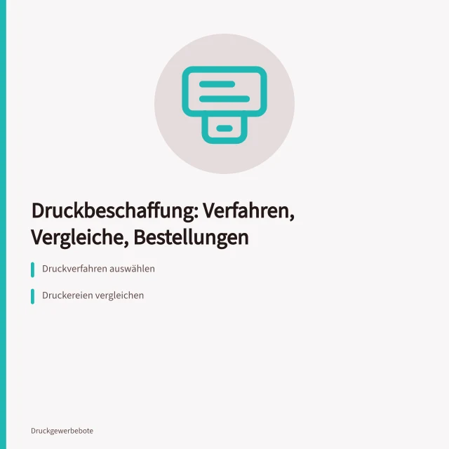 Rubrik Druckbeschaffung: Druckverfahren, Druckereien, Geschäftsdrucksachen, Papier, Weiterverarbeitung. Druckbeschaffung: worum es in dieser Rubrik geht