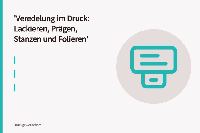 Heißfolienprägung überträgt goldglänzende Folie auf gestrichenen Karton. Veredelung im Druck: Lackieren, Prägen, Stanzen und Folieren
