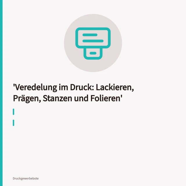 Heißfolienprägung überträgt goldglänzende Folie auf gestrichenen Karton. Veredelung im Druck: Lackieren, Prägen, Stanzen und Folieren