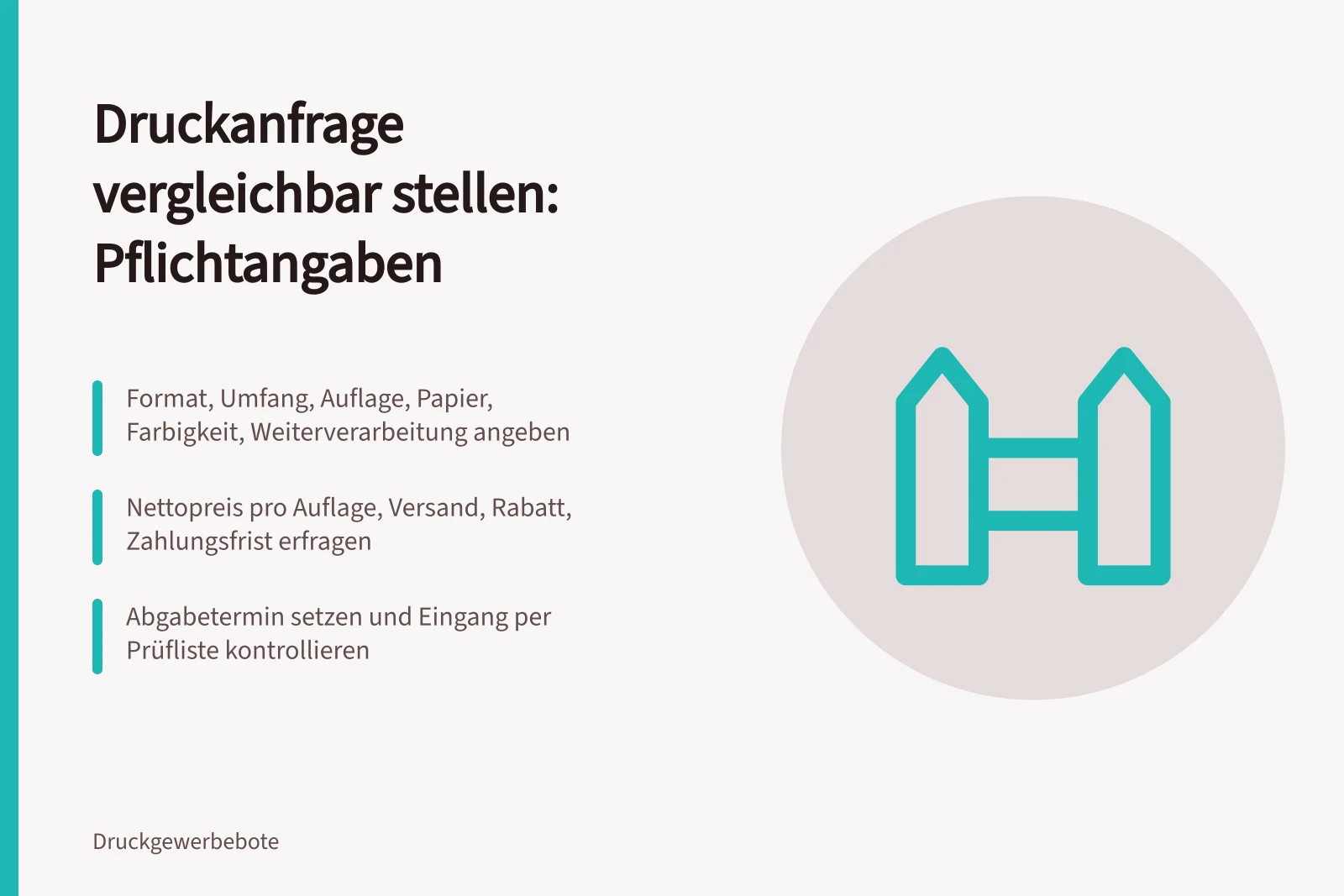 Karte zu Pflichtangaben für vergleichbare Druckanfragen und Angebote